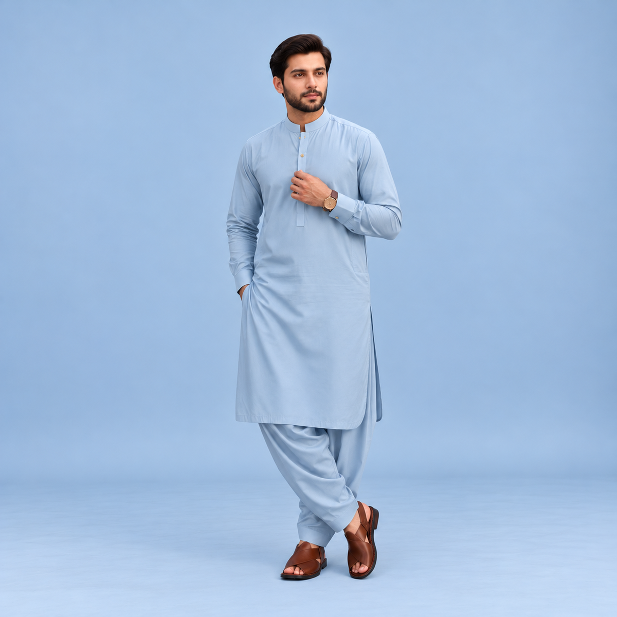 KHATTAB-ARABIC SOFT COTTON-Powder-Blue
