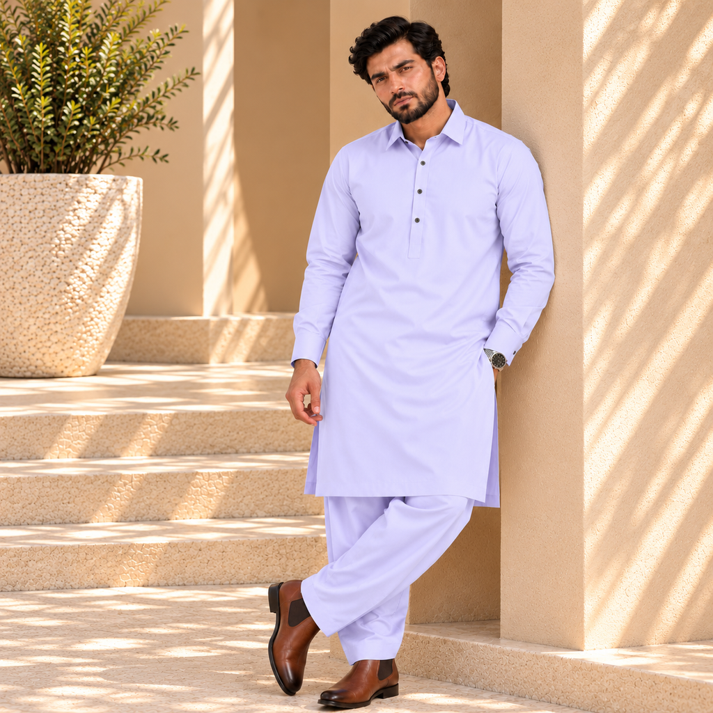 SIDDIQ E AKBAR-4 SAEASONMILKY WASH 'N WEAR- LAVANDER WHITE