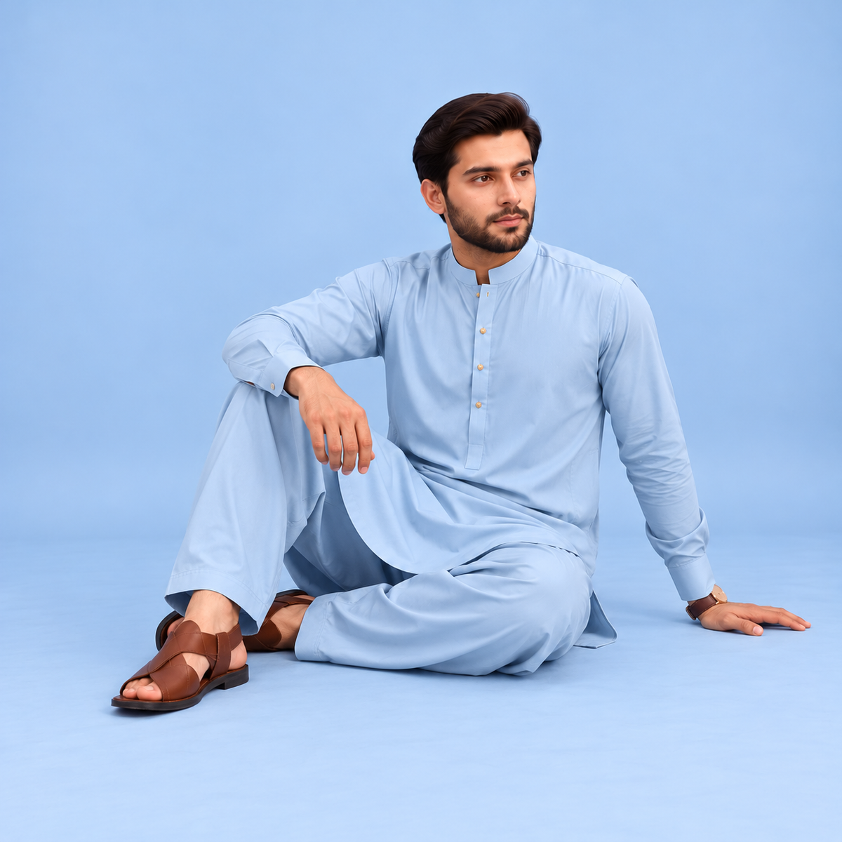KHATTAB-ARABIC SOFT COTTON-Powder-Blue