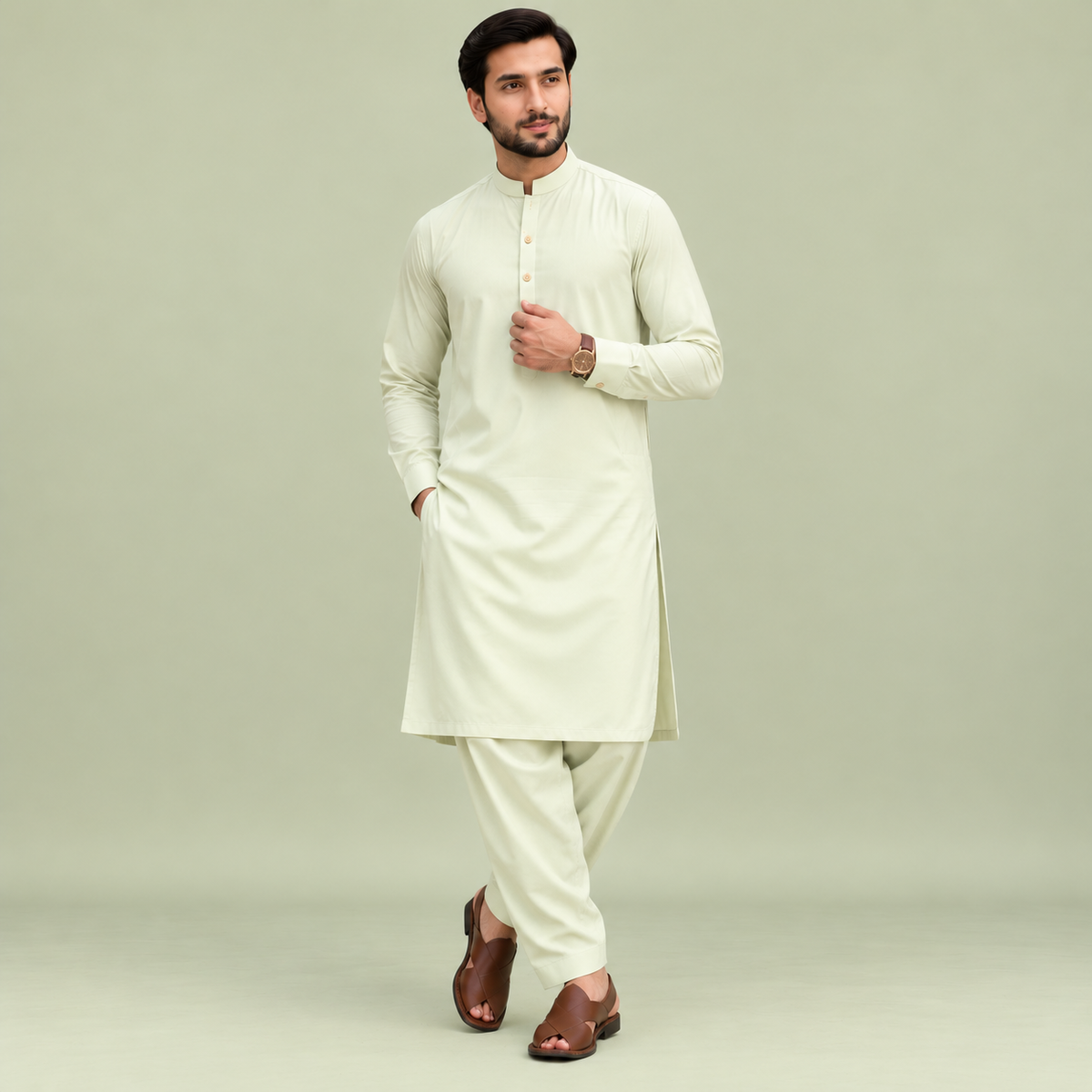 KHATTAB-ARABIC SOFT COTTON- Pale Mint Green
