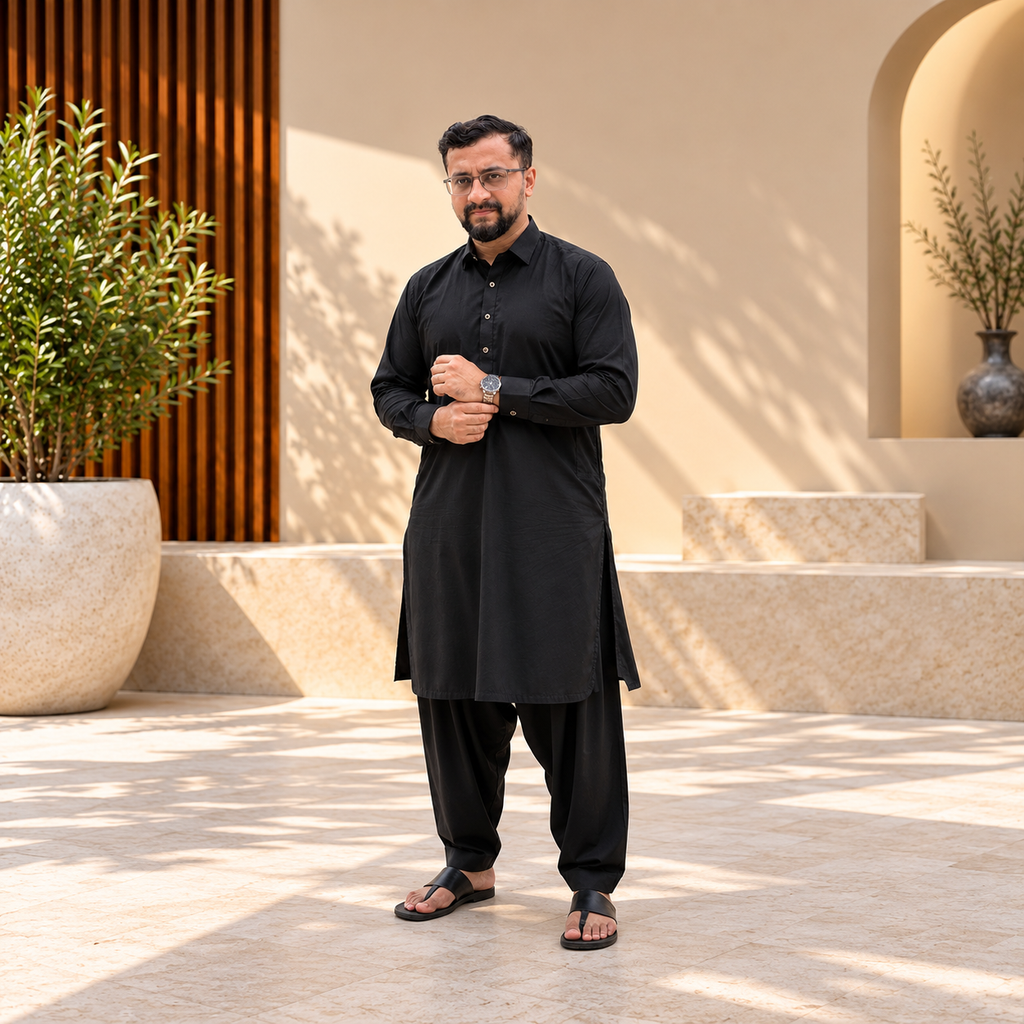 HAIDER-COMMANDO  BLACK-4 SEASON WASH N WEAR