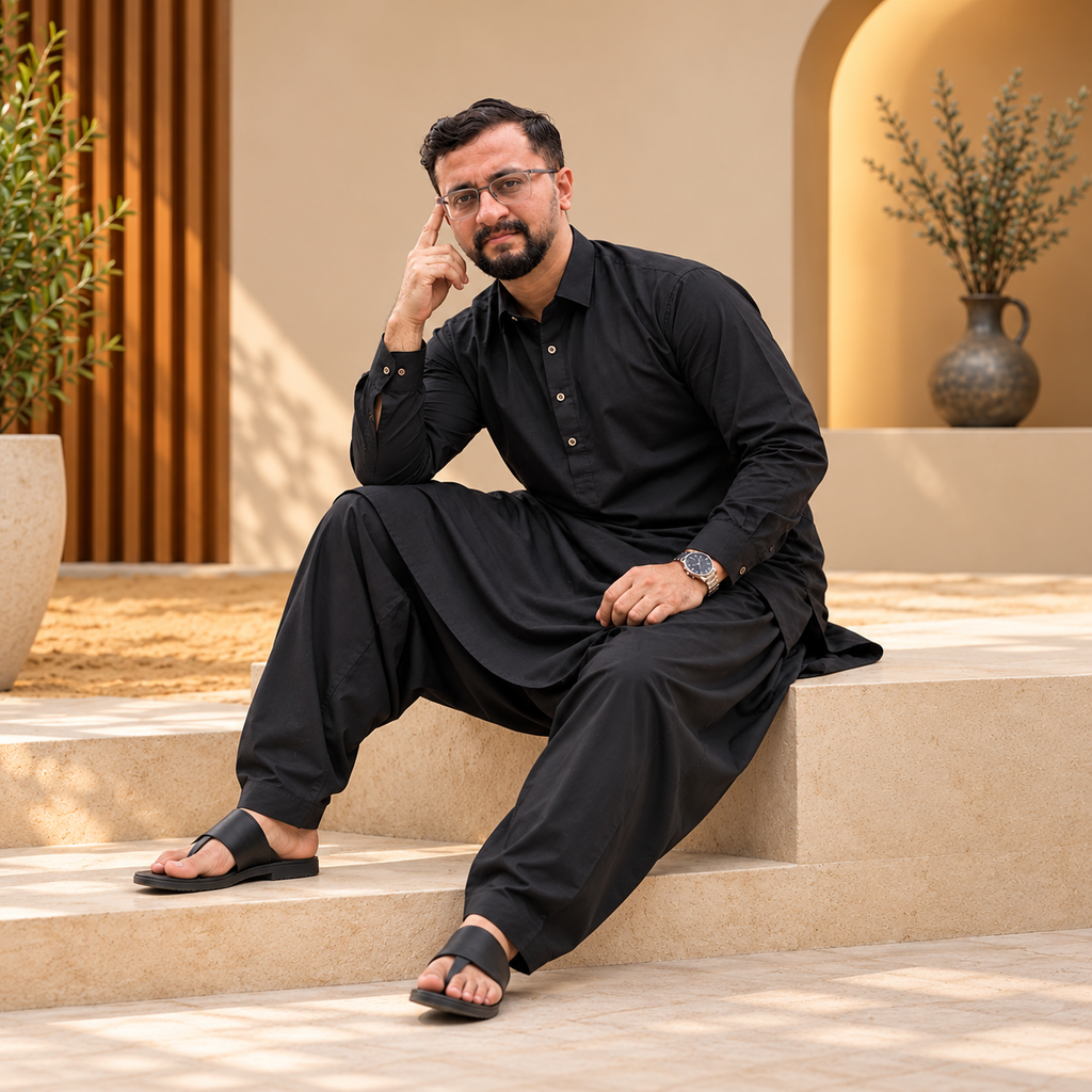 HAIDER-COMMANDO  BLACK-4 SEASON WASH N WEAR