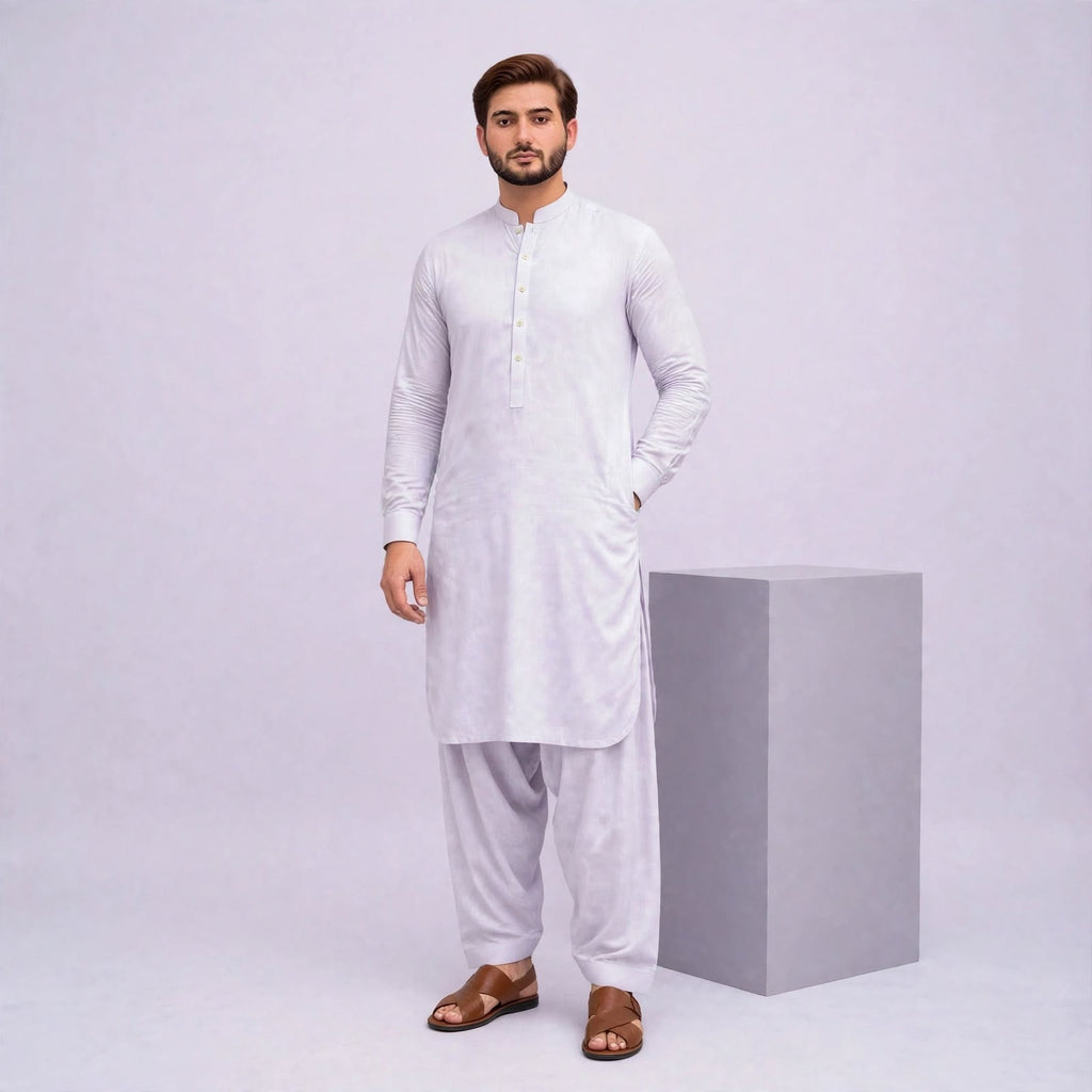KHATTAB-ARABIC SOFT COTTON - LAVANDER WHITE