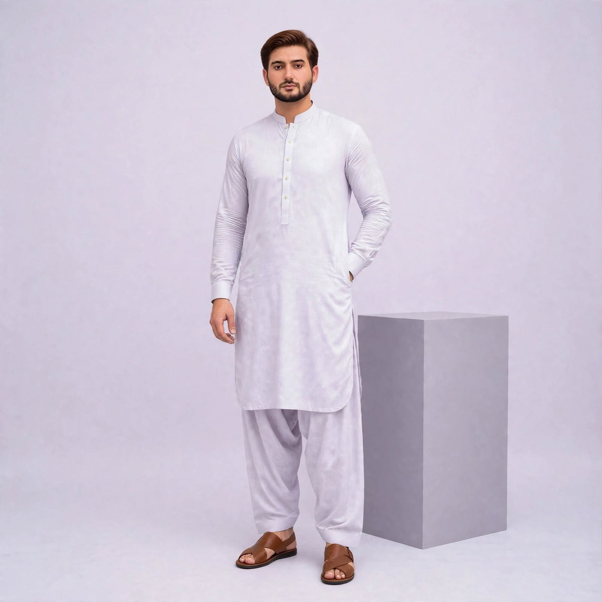 KHATTAB-ARABIC SOFT COTTON - LAVANDER WHITE
