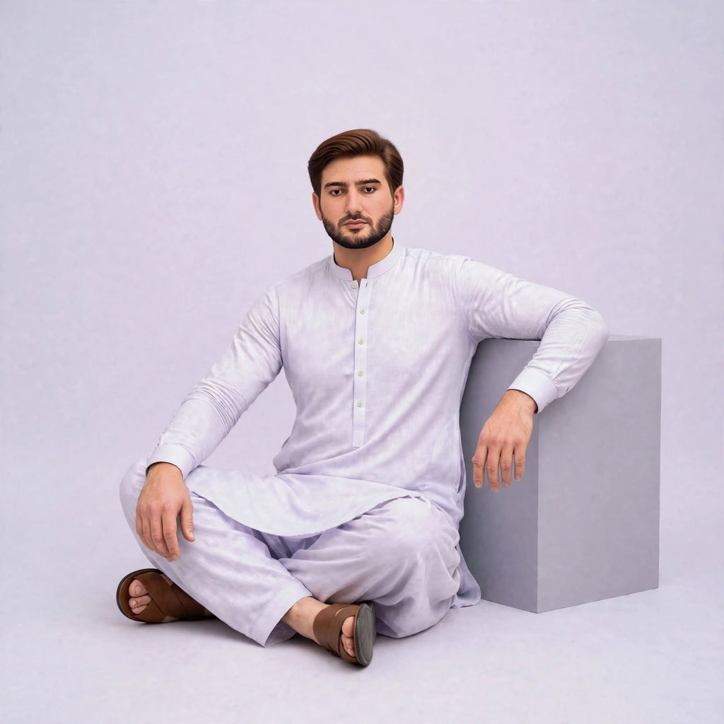 KHATTAB-ARABIC SOFT COTTON - LAVANDER WHITE