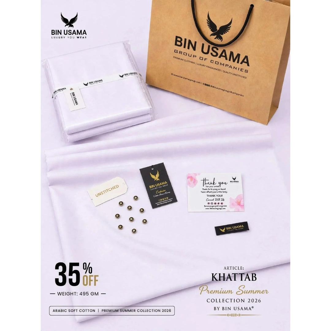 KHATTAB-ARABIC SOFT COTTON - LAVANDER WHITE