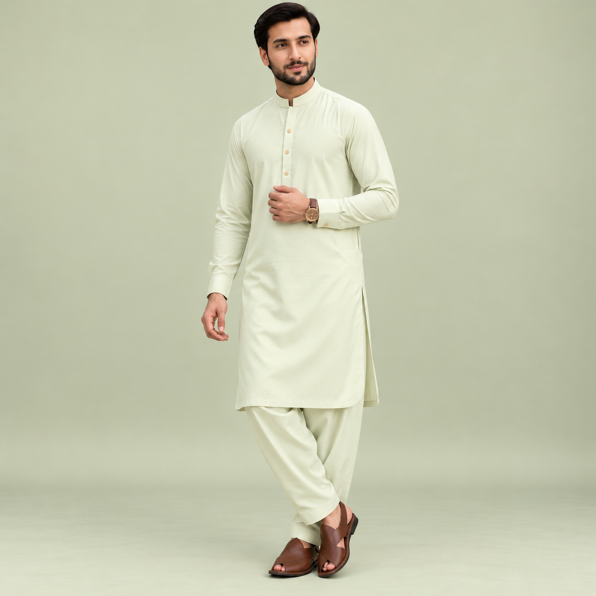 KHATTAB-ARABIC SOFT COTTON- Pale Mint Green