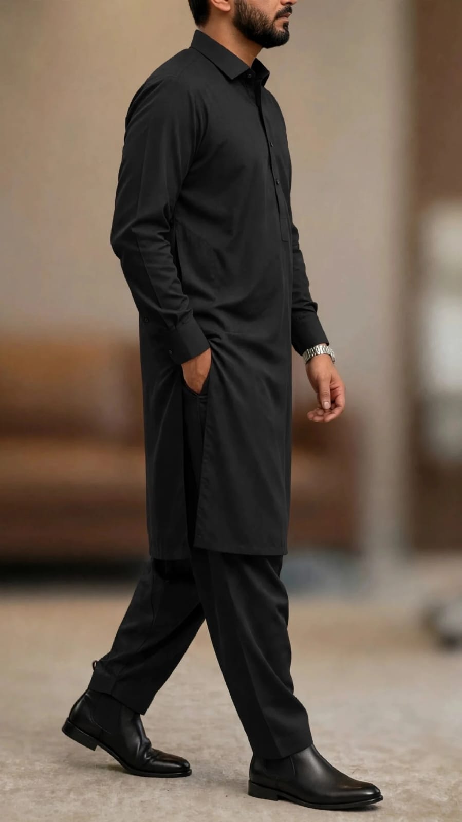 HAIDER-COMMANDO  BLACK-4 SEASON WASH N WEAR