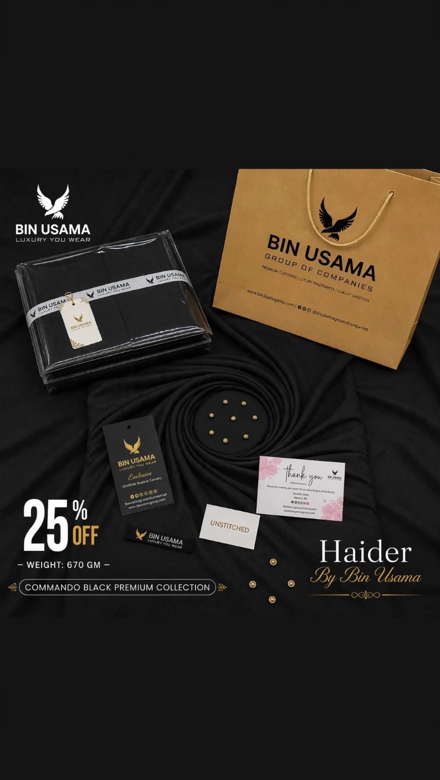HAIDER-COMMANDO  BLACK-4 SEASON WASH N WEAR