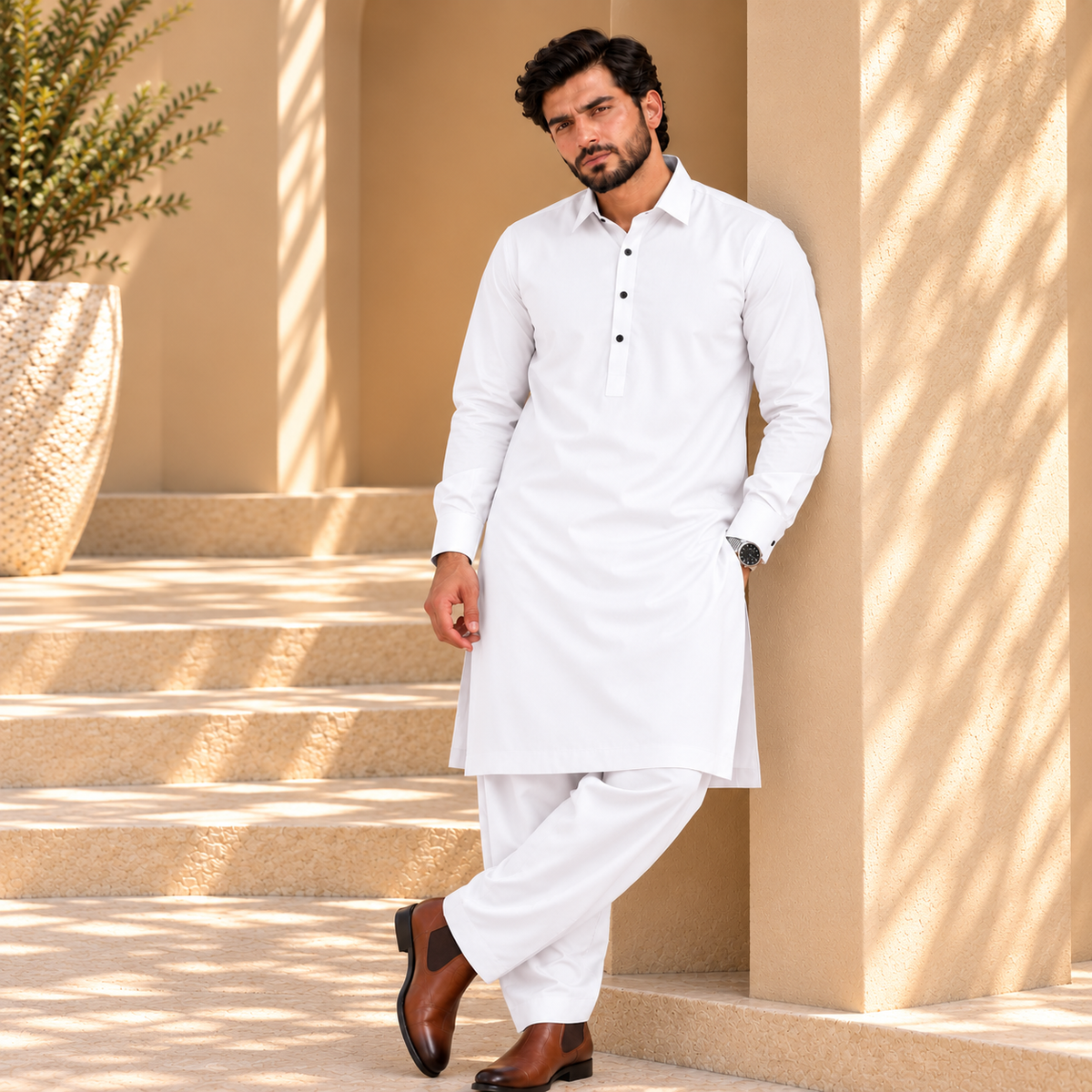 SIDDIQ E AKBAR-4 SAEASON MILKY WASH 'N WEAR- OFF WHITE