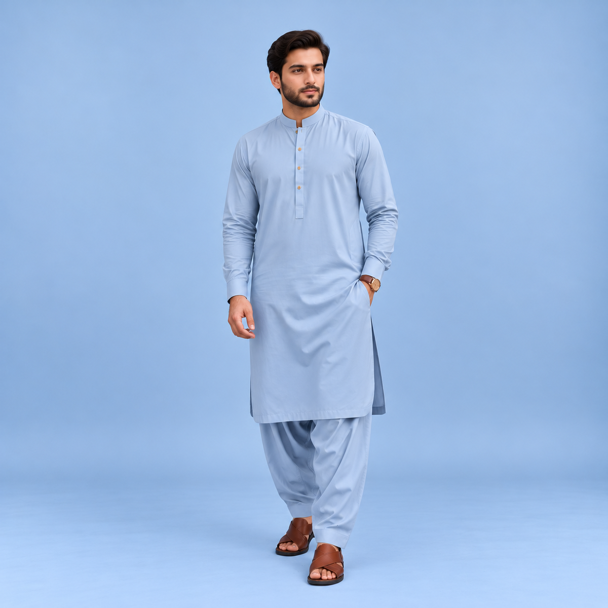 KHATTAB-ARABIC SOFT COTTON-Powder-Blue