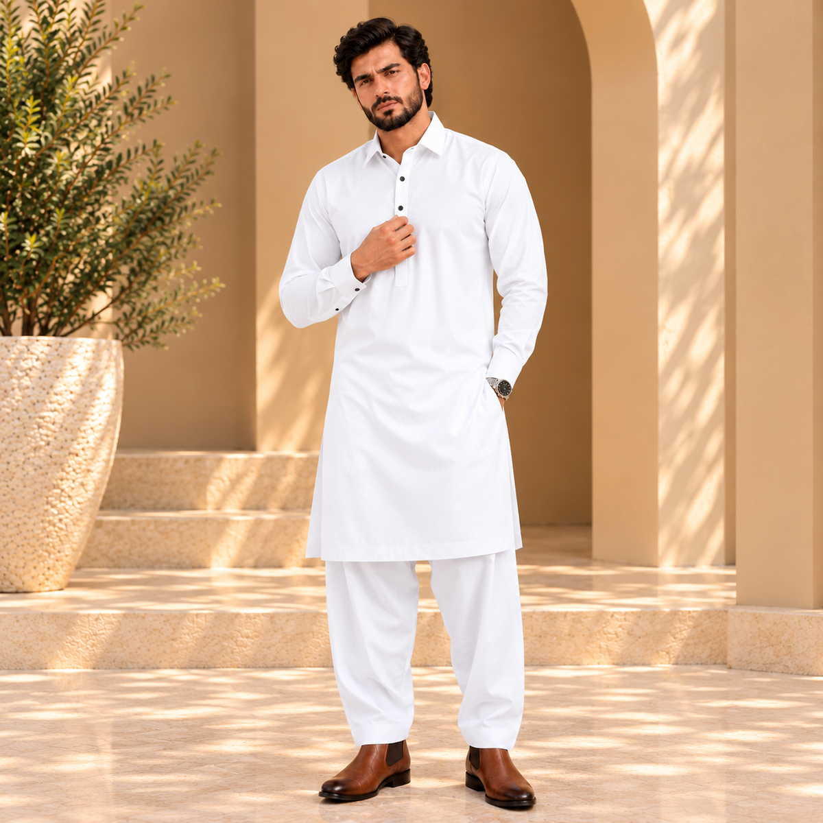 SIDDIQ E AKBAR-4 SAEASON MILKY WASH 'N WEAR- OFF WHITE