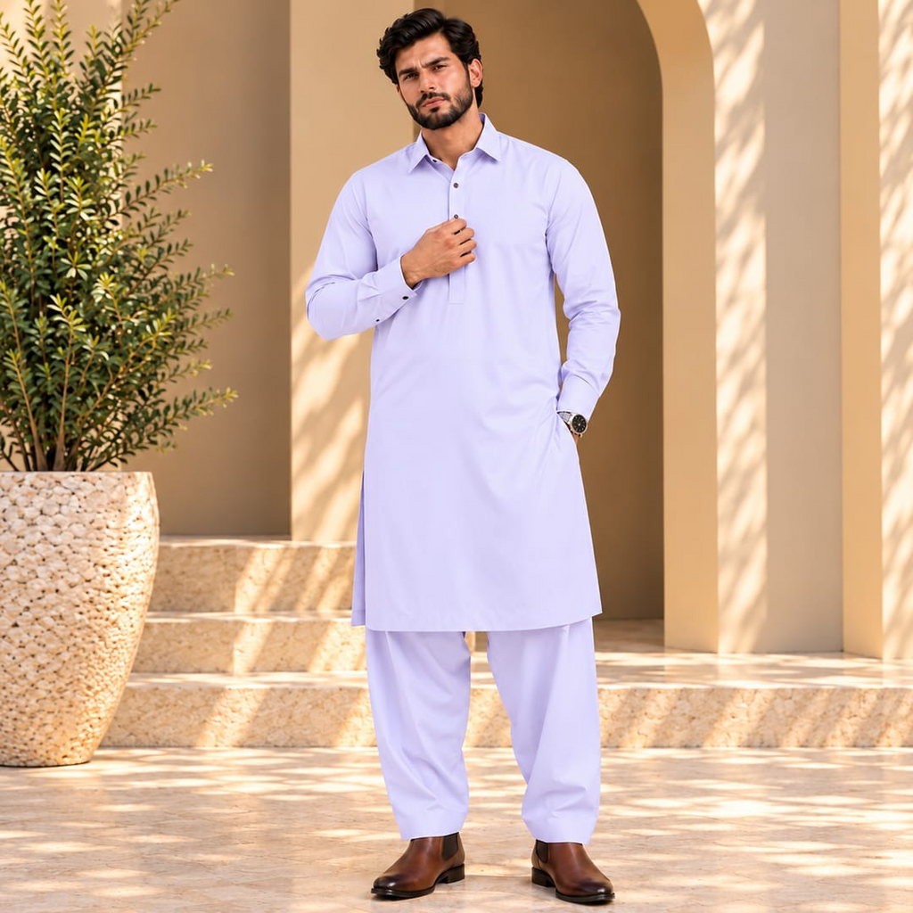 SIDDIQ E AKBAR-4 SAEASONMILKY WASH 'N WEAR- LAVANDER WHITE