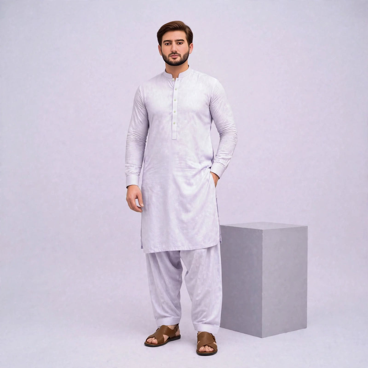 KHATTAB-ARABIC SOFT COTTON - LAVANDER WHITE
