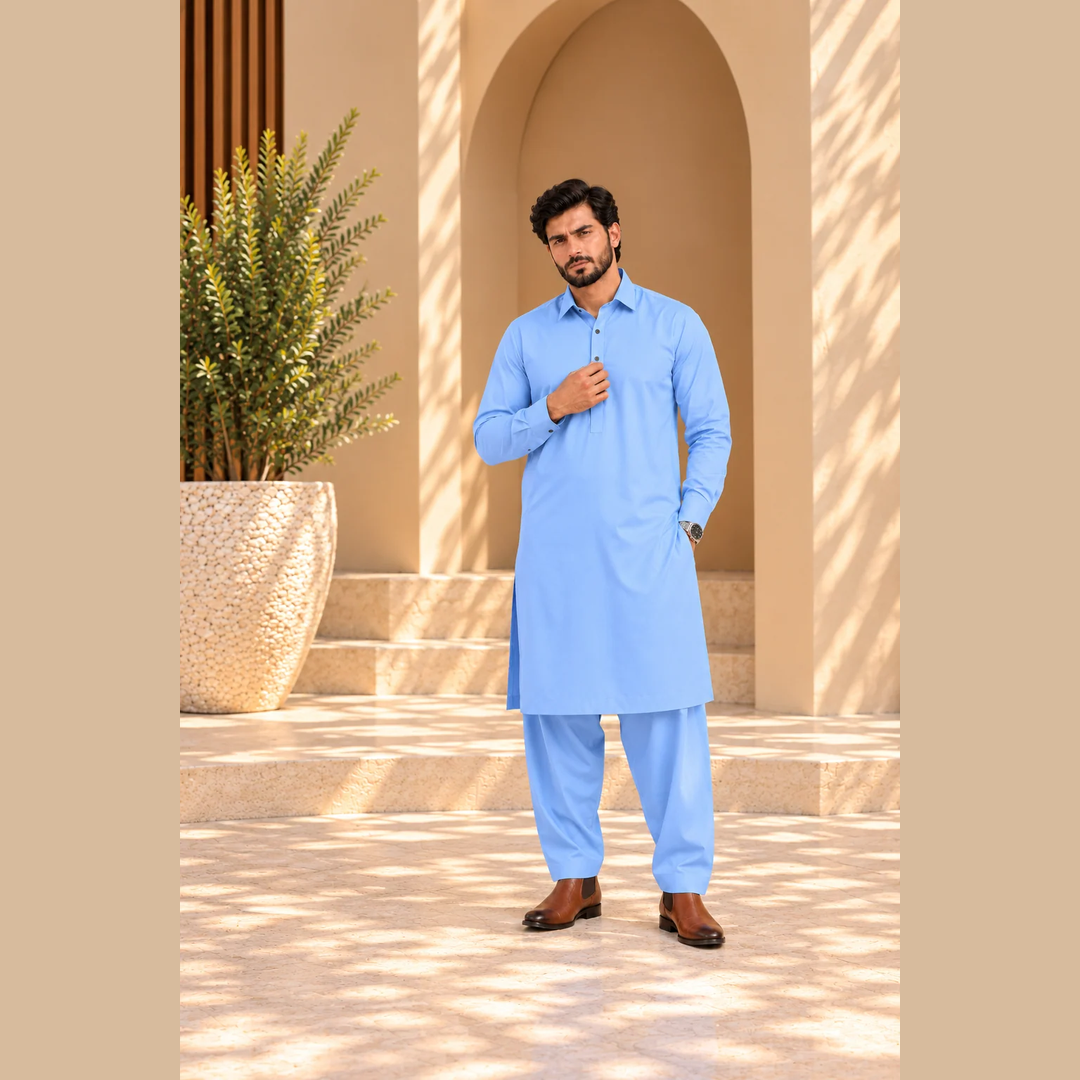 SIDDIQ E AKBAR -4 SAEASON  MILKY WASH 'N WEAR- SKY BLUE